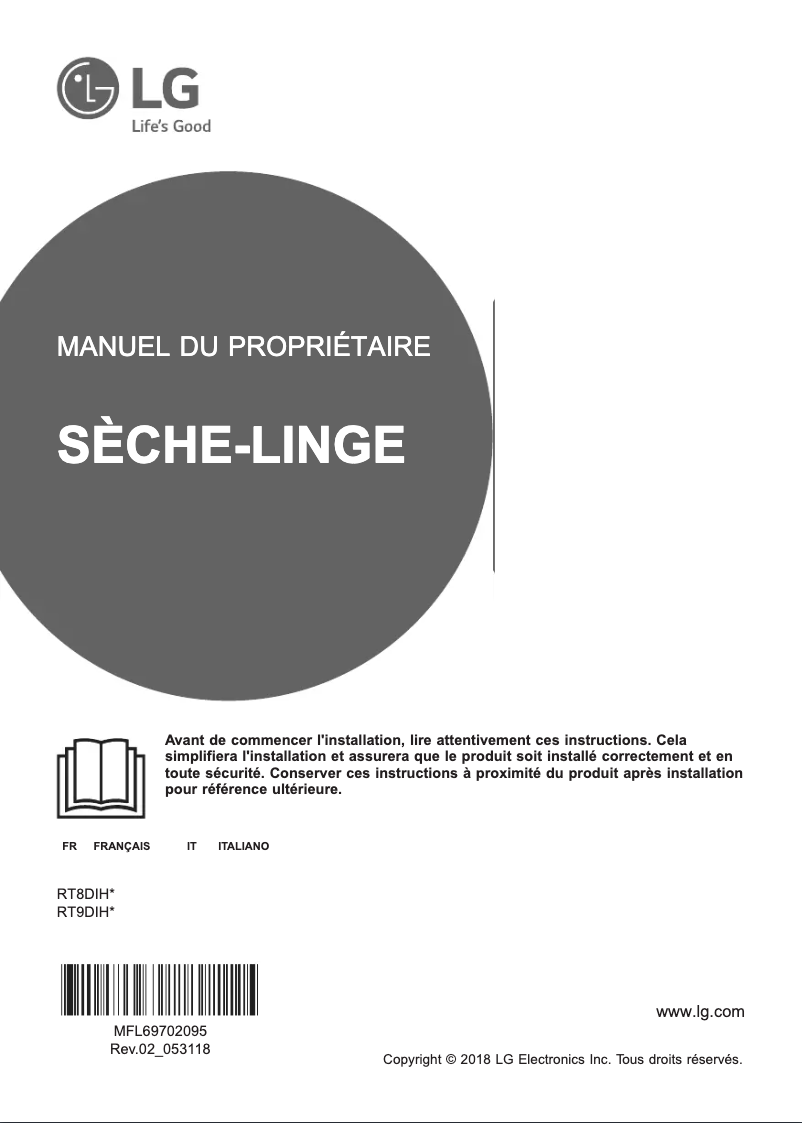 Page n°1 - Manuel utilisateur LG RT8DIH2