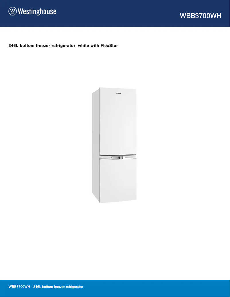 Page n°1 - Fiche technique Westinghouse WBB3700WH