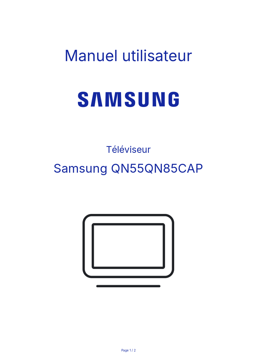 Image de la première page du manuel de l'appareil QN55QN85CAP