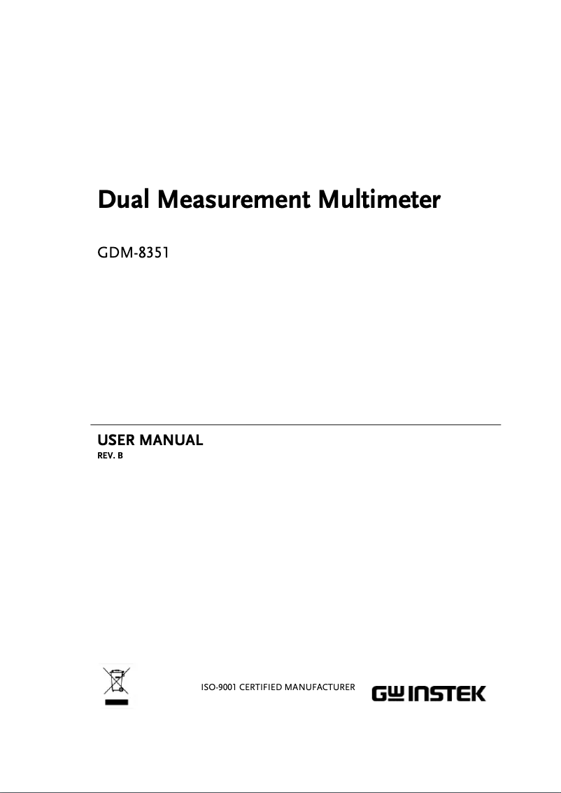 Page 1 de la notice Manuel utilisateur GW Instek GDM-8351