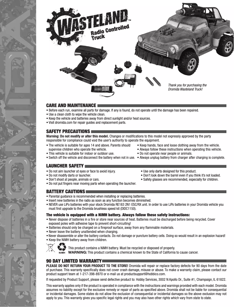 Page n°1 - Manuel utilisateur Dromida DIDC0061