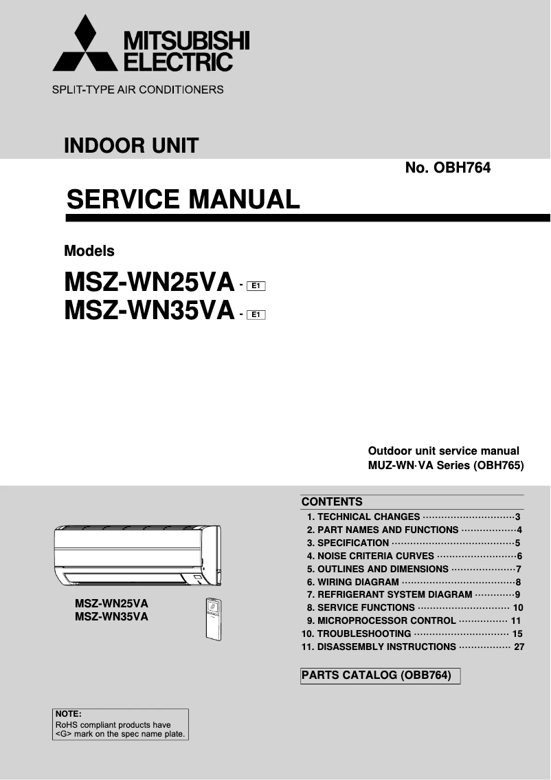 Page 1 de la notice Manuel utilisateur Mitsubishi MSZ-WN35VA