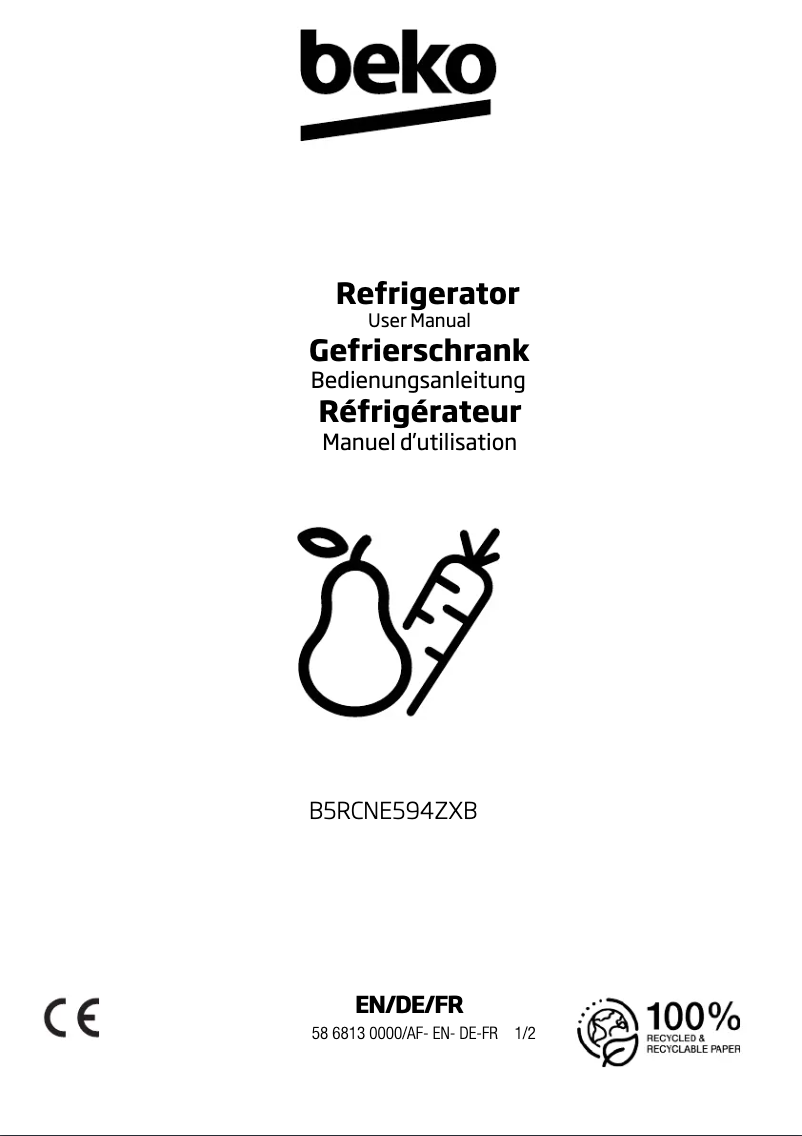 Page n°1 - Manuel utilisateur Beko B5RCNE594ZXB