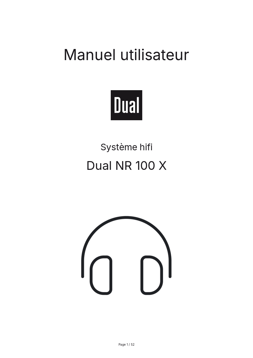 Page n°1 - Manuel utilisateur Dual NR 100 X