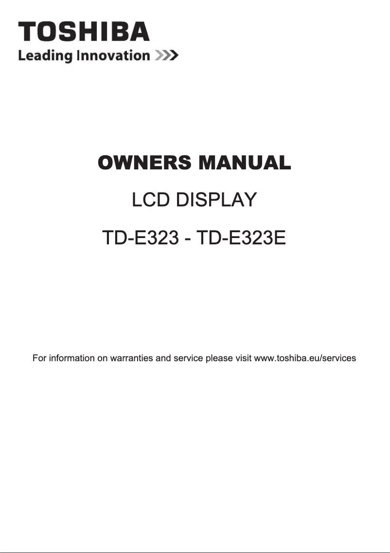 Image de la première page du manuel de l'appareil TD-E323E