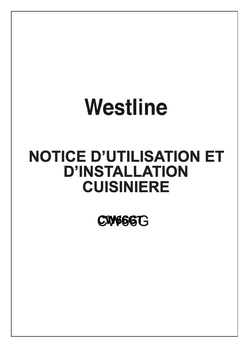 Page 1 de la notice Manuel utilisateur Westline CW66GT