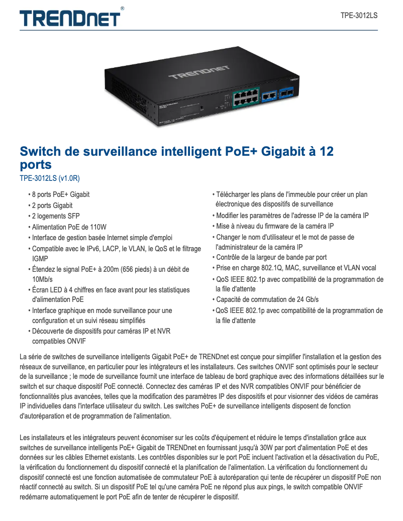 Image de la première page du manuel de l'appareil TPE-3012LS