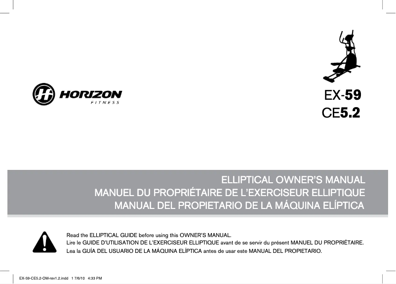 Page n°1 - Manuel utilisateur Horizon Fitness CE5.2