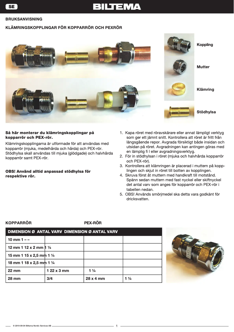 Page n°1 - Manuel utilisateur Biltema 86-6115