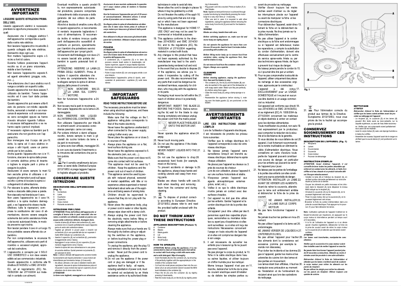 Page n°1 - Manuel utilisateur Ariete Choppì 400 1829