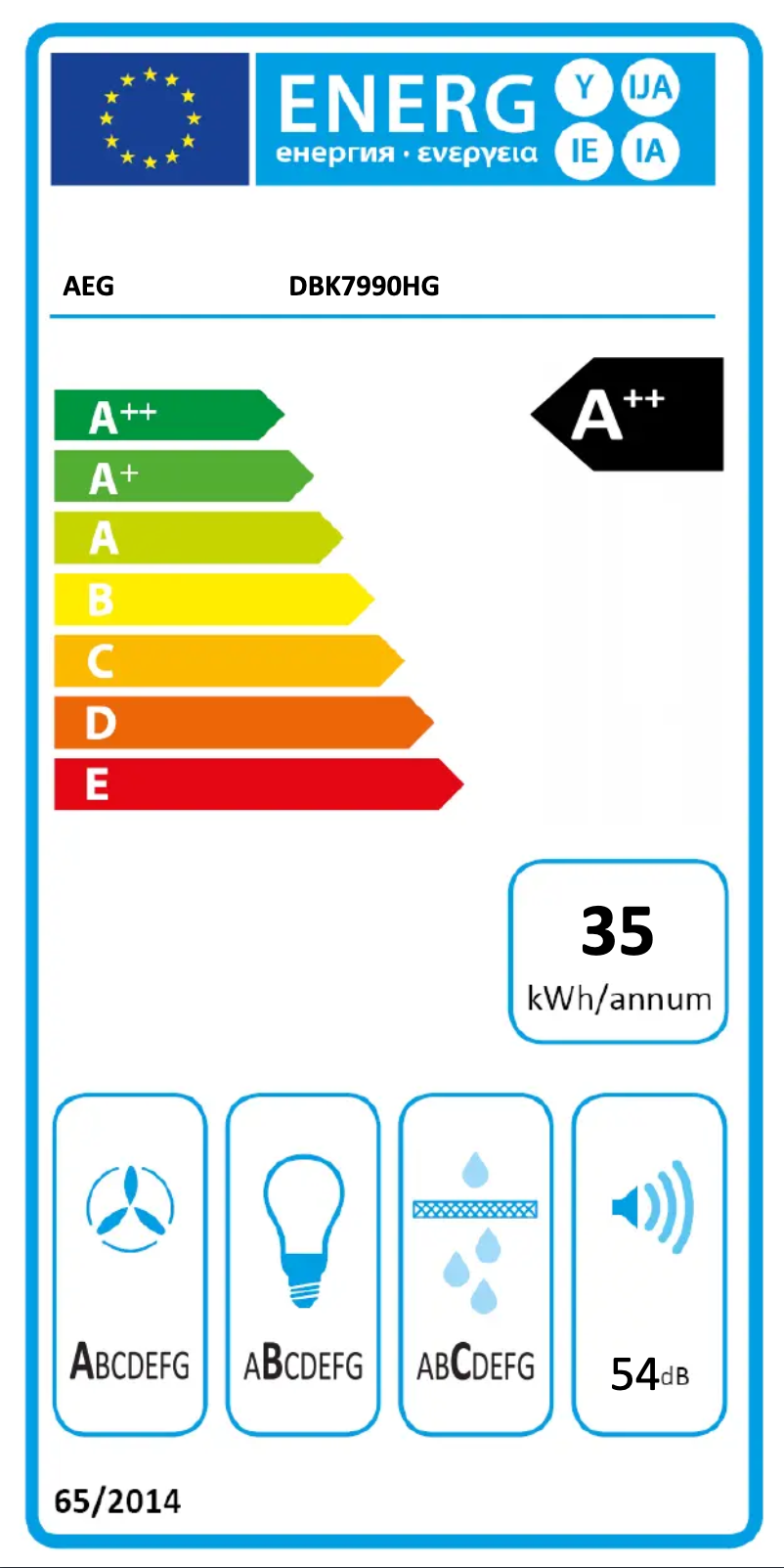 Page n°1 - Label énergétique AEG DBK7990HG