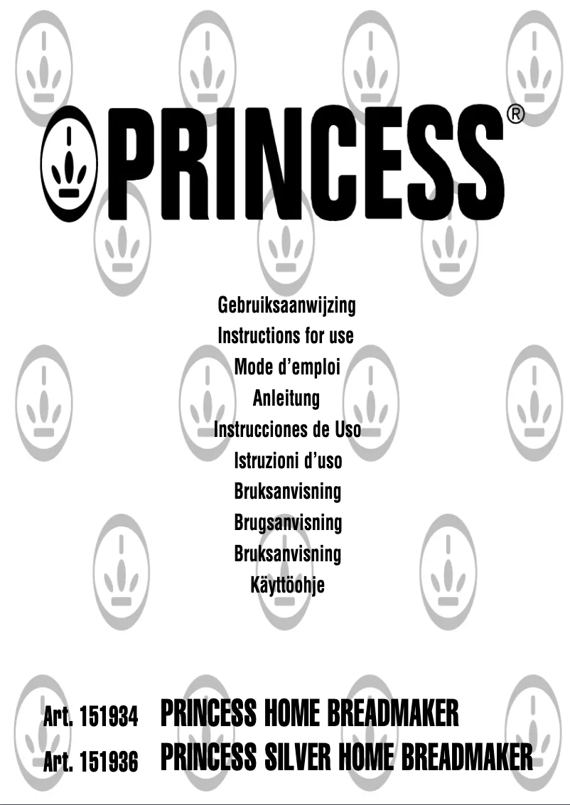 Page 1 de la notice Manuel utilisateur Princess 151934 Home