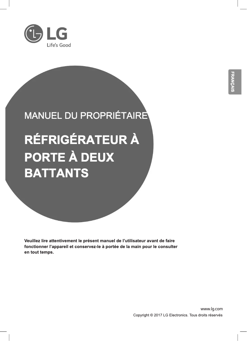 Page 1 de la notice Manuel utilisateur LG LFXC24726S