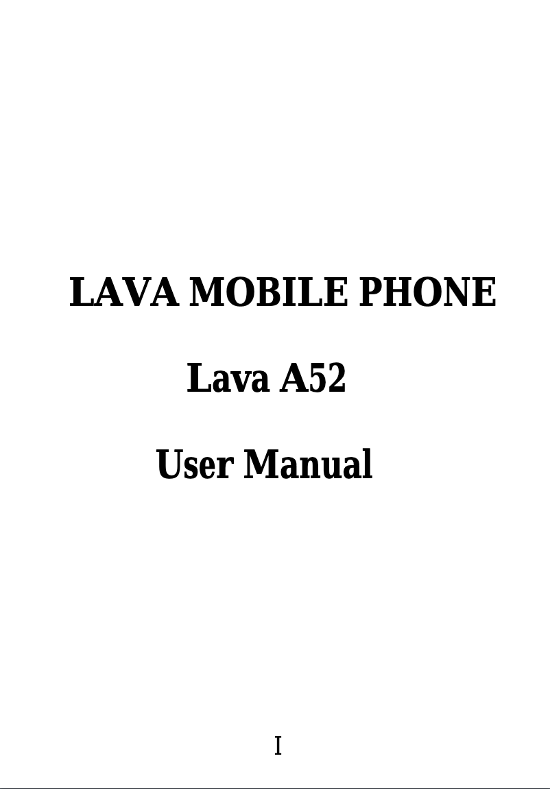 Page 1 de la notice Manuel utilisateur Lava A52