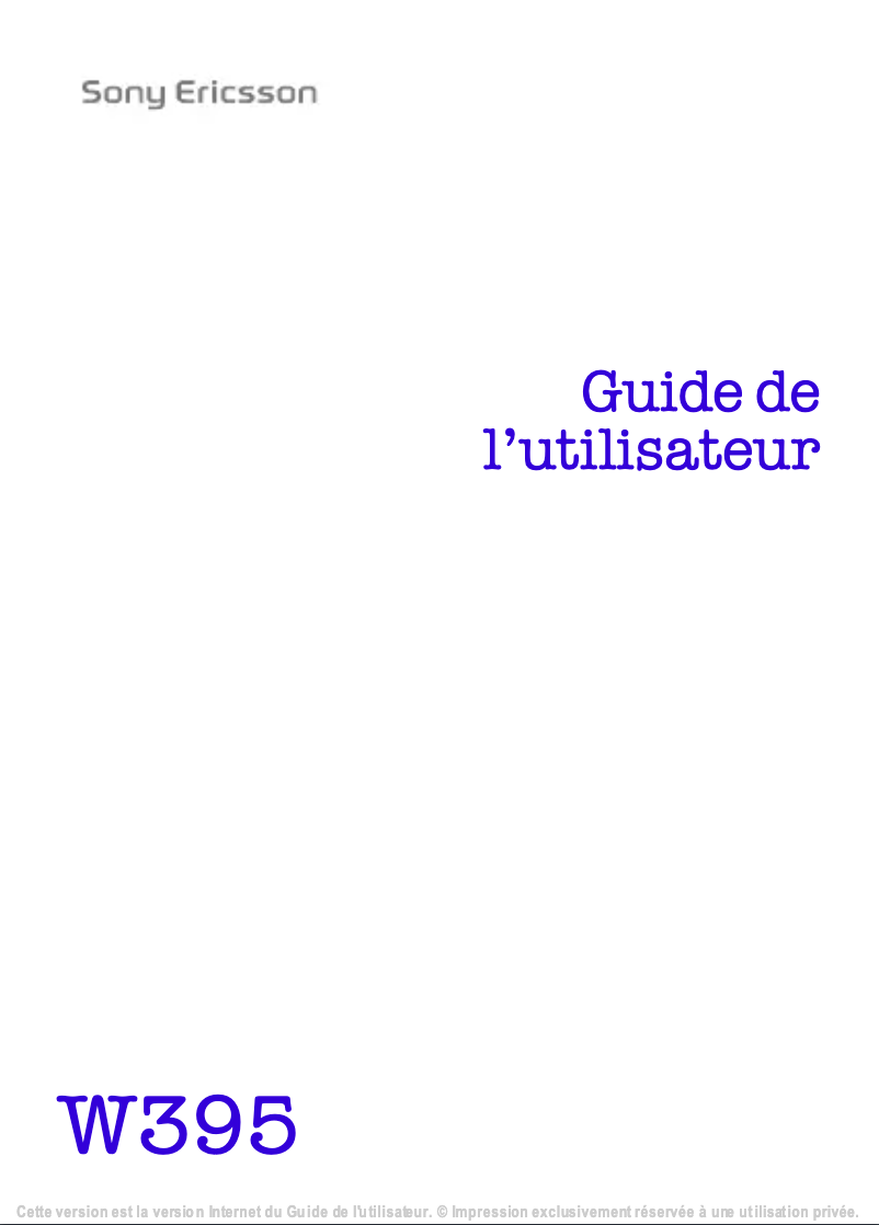Page n°1 - Manuel utilisateur Sony Ericsson W395