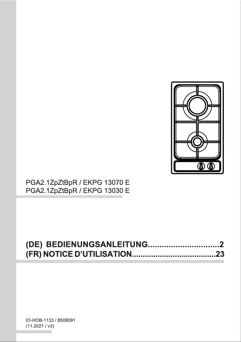 Page n°1 - Manuel utilisateur Amica EKPG 13030 E
