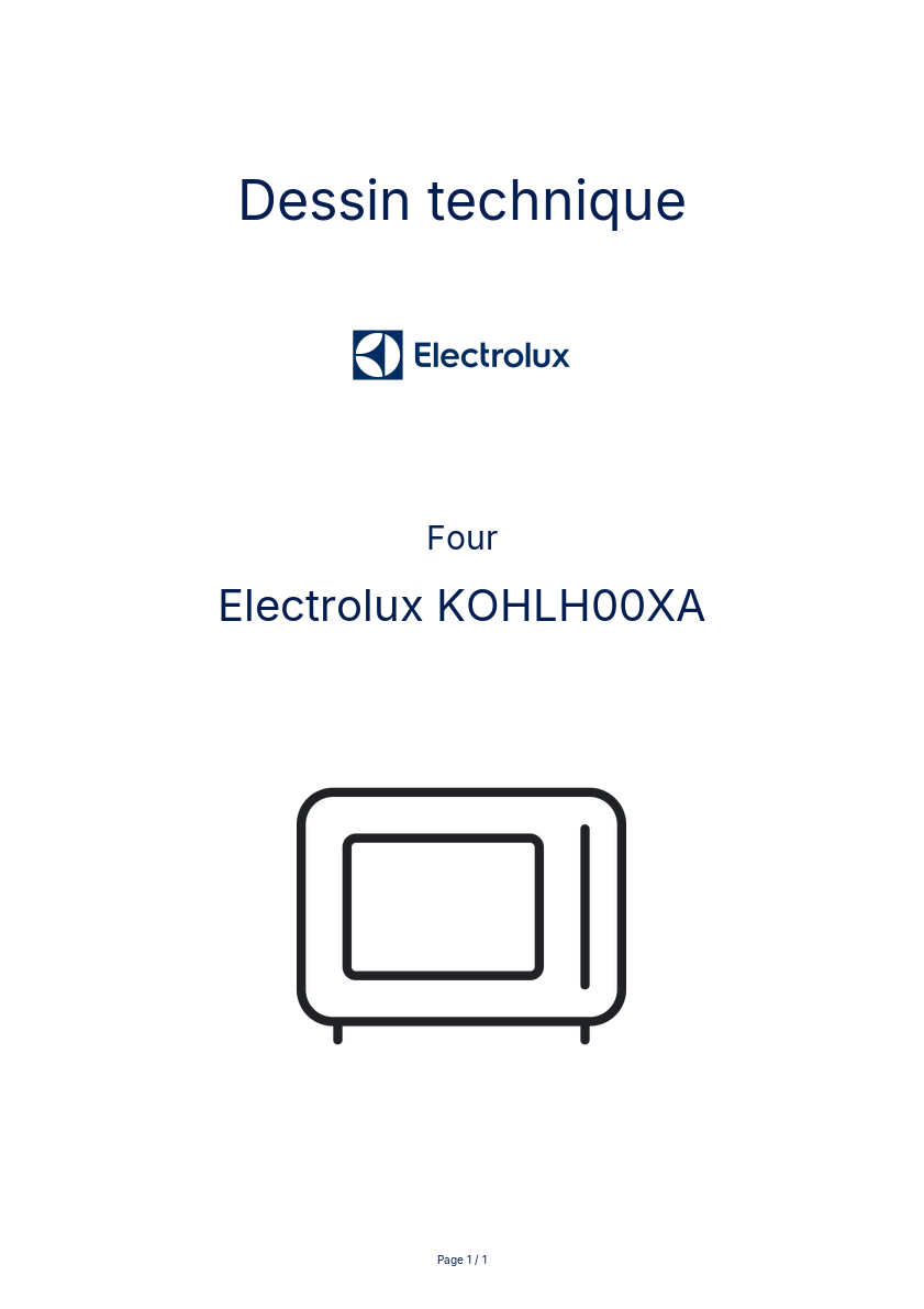Page n°1 - Dessin technique Electrolux KOHLH00XA