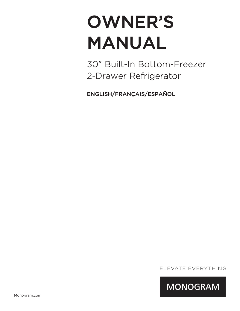 Page 1 de la notice Manuel utilisateur Monogram ZIC30GNNII