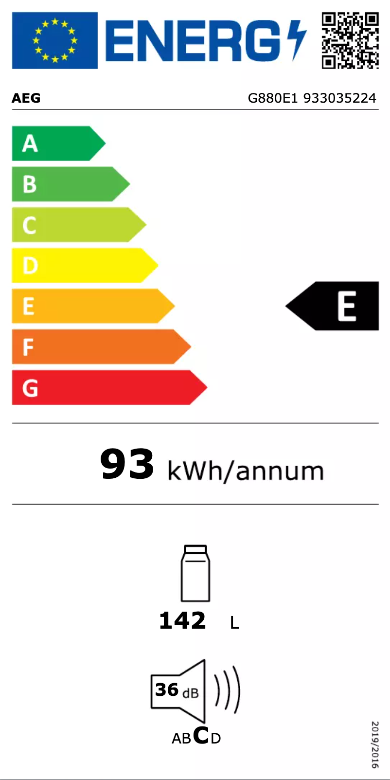Page n°1 - Label énergétique AEG G880E1