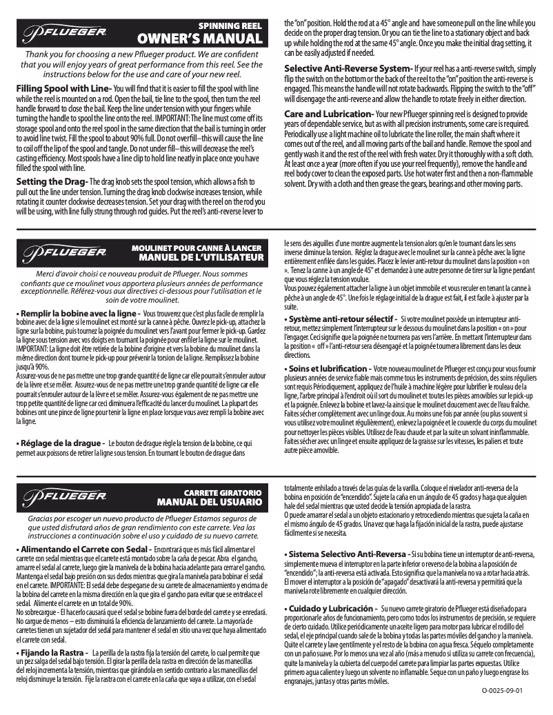 Page n°1 - Manuel utilisateur Pflueger President