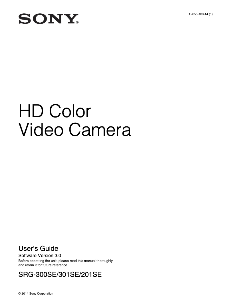 Page 1 de la notice Manuel utilisateur Sony SRG-201SE