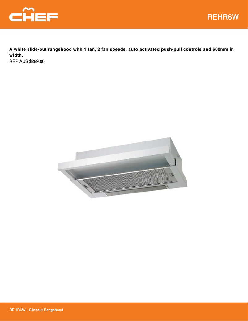 Página 1 del manual Ficha técnica Chef REHR6W