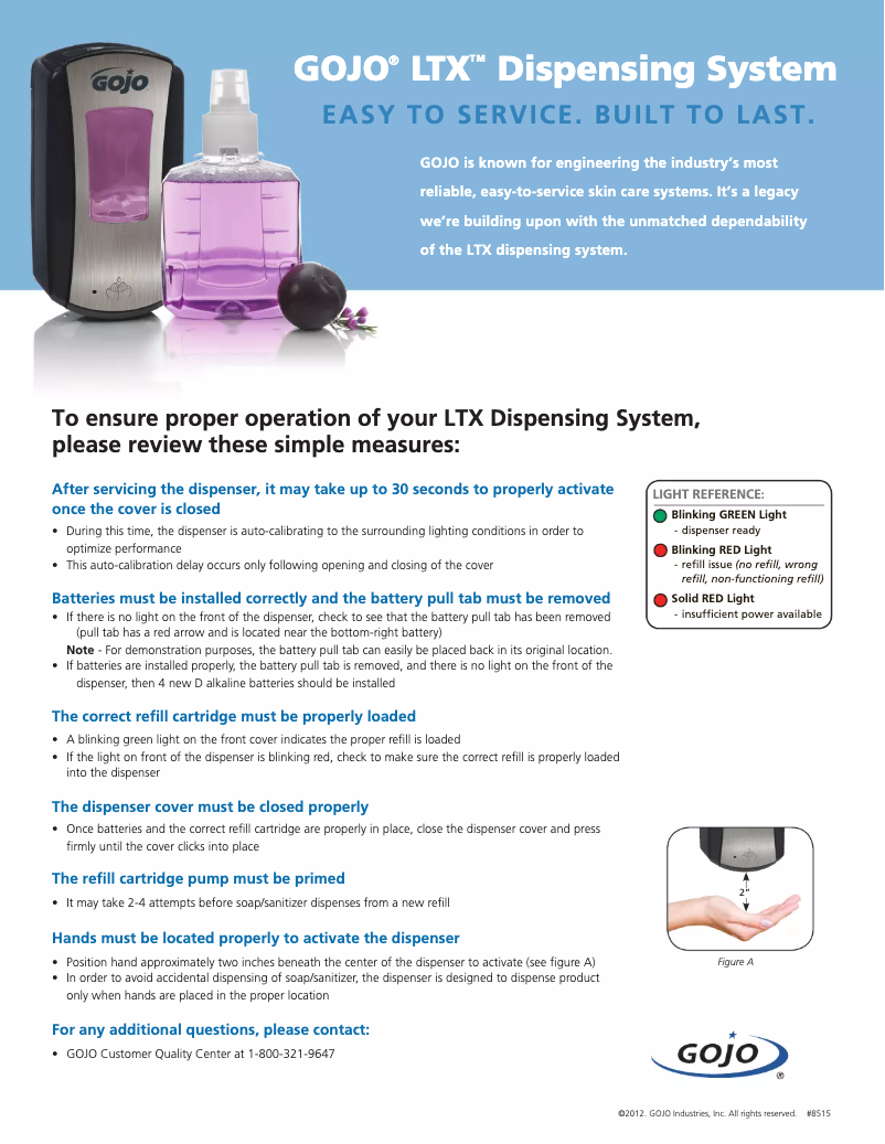 Page n°1 - Manuel utilisateur GOJO LTX-7
