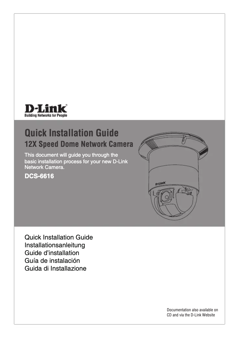 Page 1 de la notice Guide de démarrage rapide D-Link DCS-6616