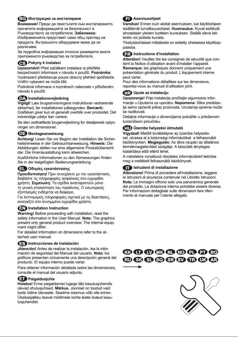 Page 1 de la notice Guide d'installation Electrolux LUC5NE23X