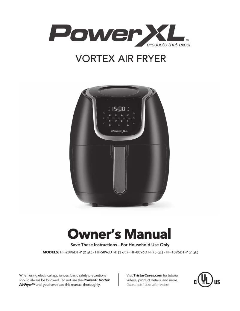 Page 1 de la notice Manuel utilisateur PowerXL Vortex Air Fryer HF-5096DT-P