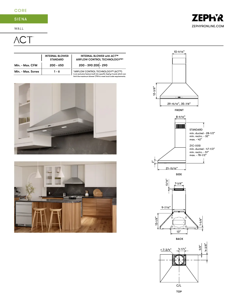 Page n°1 - Fiche technique Zephyr ZSI-E36DS