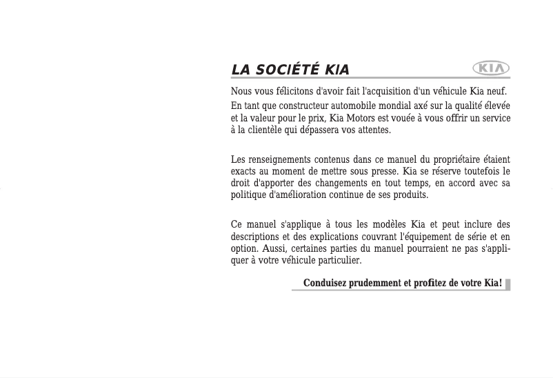 Image de la première page du manuel de l'appareil Sorento (2013)