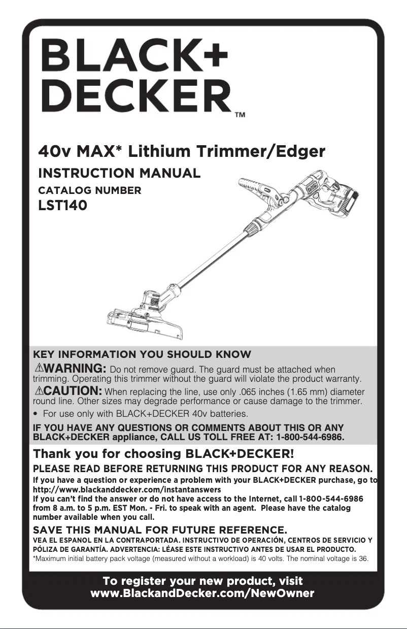 Image de la première page du manuel de l'appareil LST140C