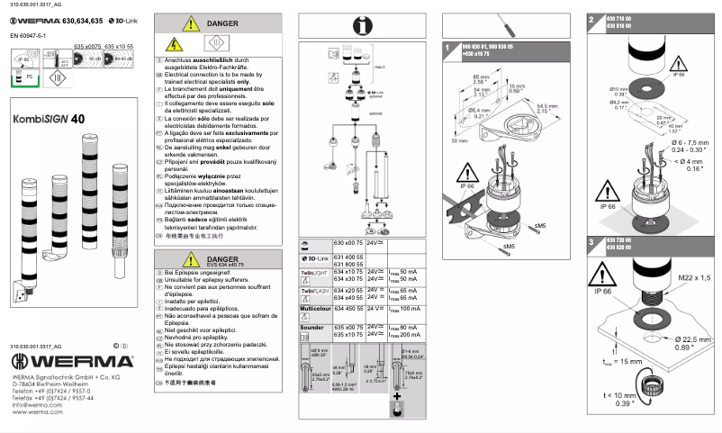 Page n°1 - Manuel utilisateur Werma 634.110.75