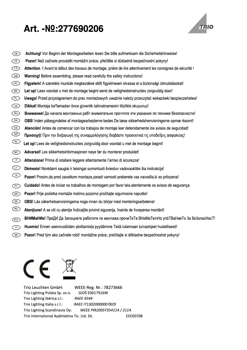 Image de la première page du manuel de l'appareil Sandro 277690206