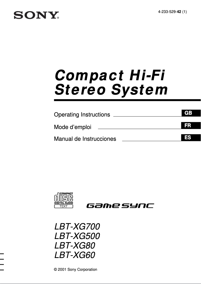 Page n°1 - Manuel utilisateur Sony LBT-XG700