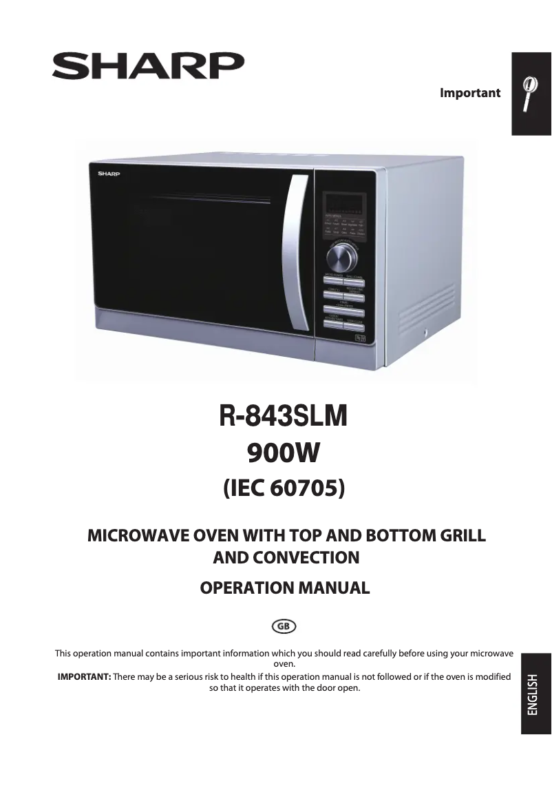 Page 1 de la notice Manuel utilisateur Sharp R-843SLM