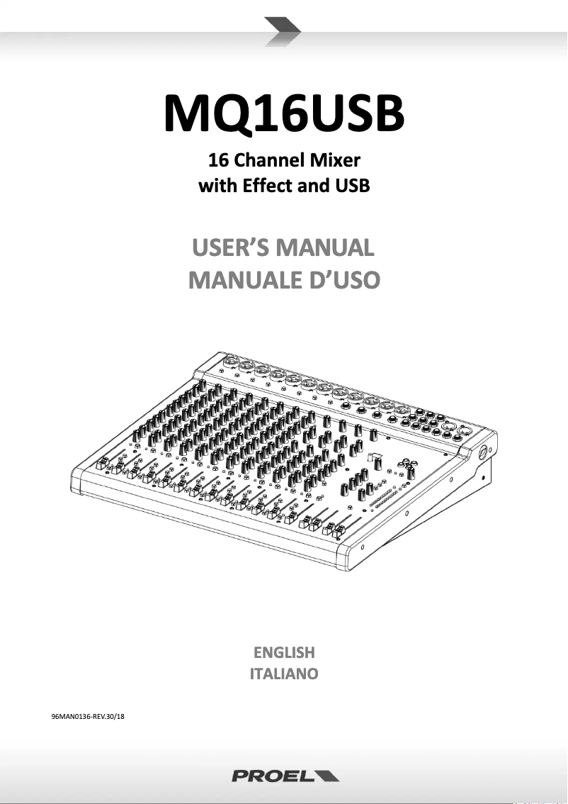 Page 1 de la notice Manuel utilisateur Proel MQ16USB
