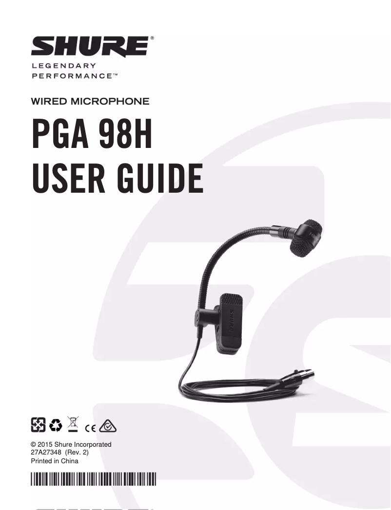 Página 1 del manual Manual de usuario Shure PGA98H-XLR