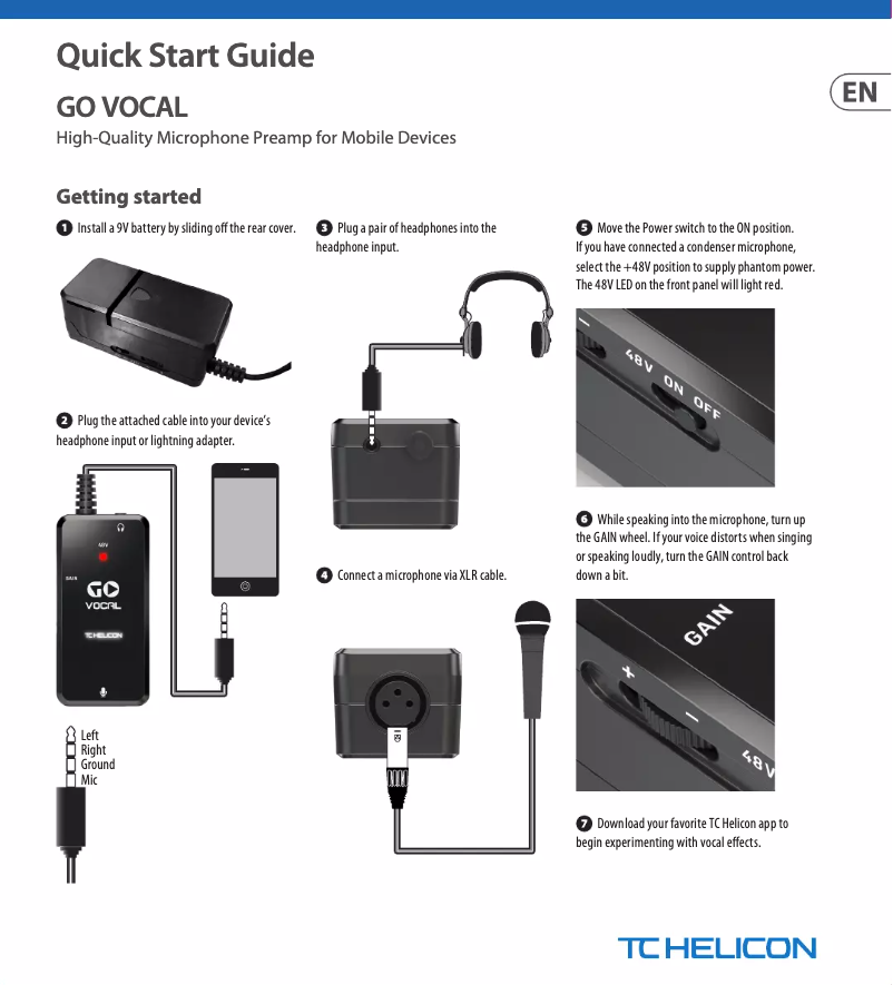 Page 1 de la notice Manuel utilisateur TC Helicon GO Vocal