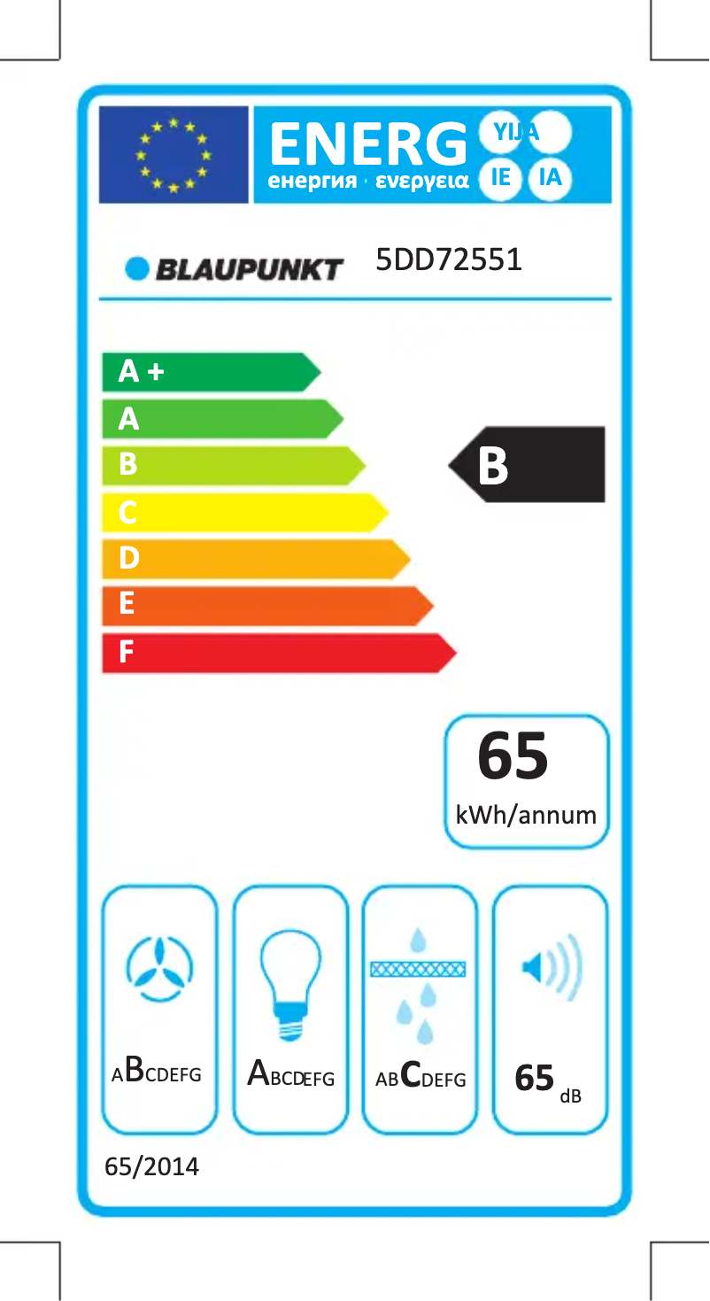 Page n°1 - Label énergétique Blaupunkt 5DD72551