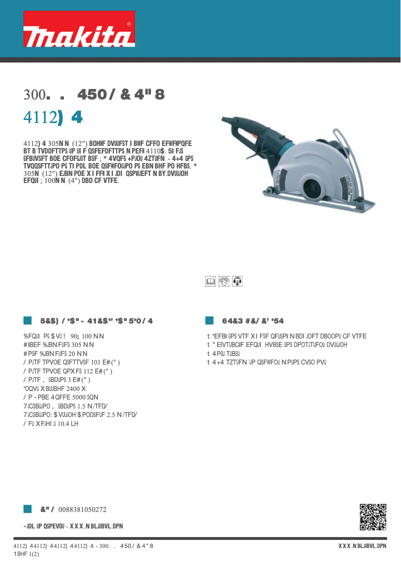 Page n°1 - Fiche technique Makita 4112HS