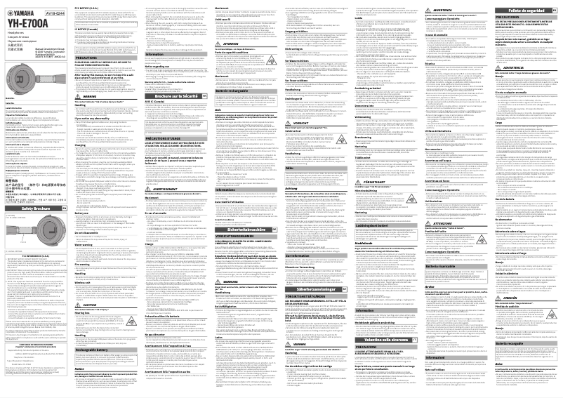 Page n°1 - Instructions de sécurité Yamaha YH-E700A