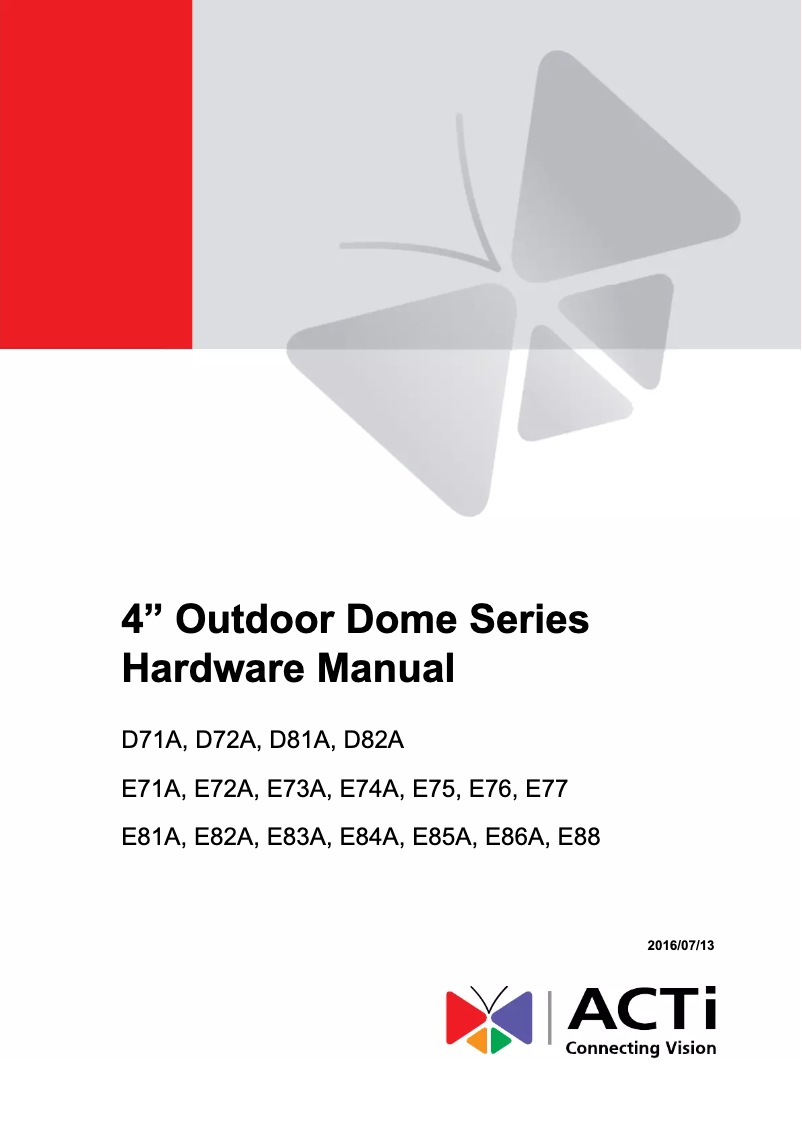 Page n°1 - Manuel utilisateur ACTi E76