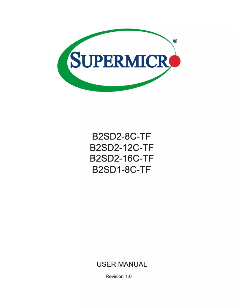 Page 1 de la notice Manuel utilisateur Supermicro B2SD2-12C-TF