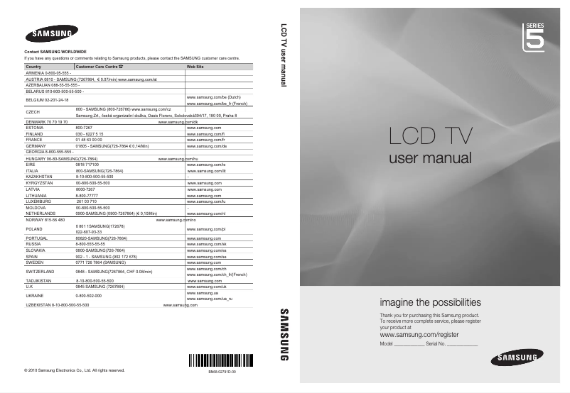 Page 1 de la notice Manuel utilisateur Samsung LE37C579