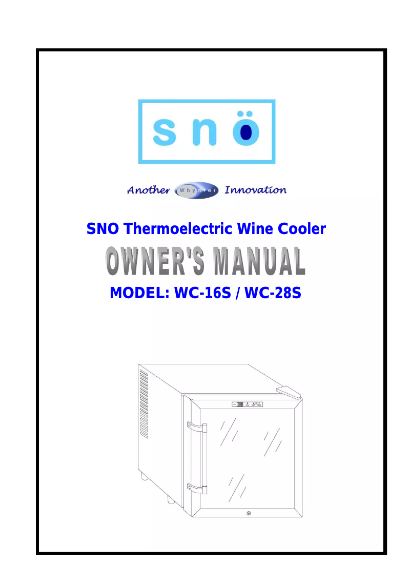 Page 1 de la notice Manuel d'utilisation et d'entretien Whynter WC-28S