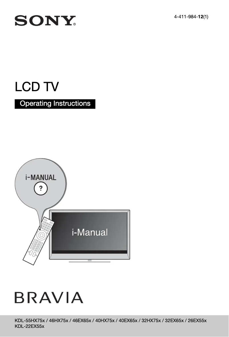 Image de la première page du manuel de l'appareil Bravia KDL-46EX653