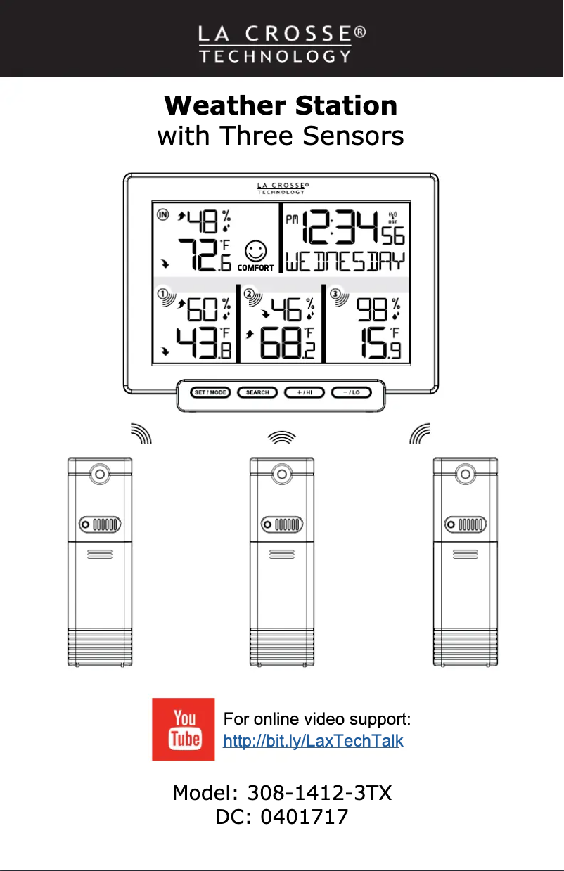 Page n°1 - Manuel utilisateur La Crosse Technology 308-1412-3TXV2