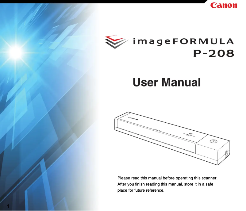Page 1 de la notice Manuel utilisateur Canon Imageformula P-208